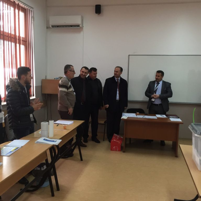 Rektori Vataj monitors students election at the UPZ- by encouraging students to participate on the elections.